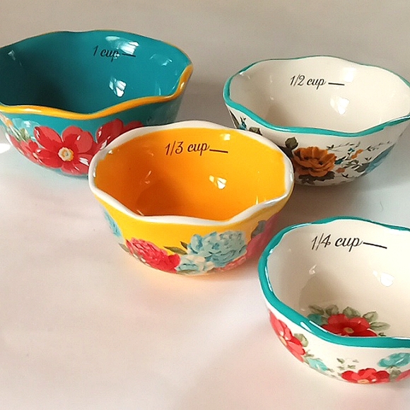 Set Of 4 Floral Ceramic Measuring Cups - Picture 12 of 16